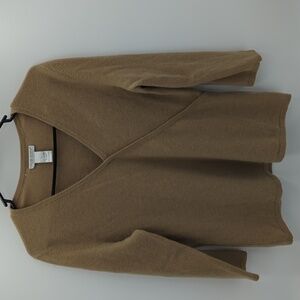 Daniel Bishop 100% Cashmere Sweater Top Women's Large Tan V-neck Lightweight
